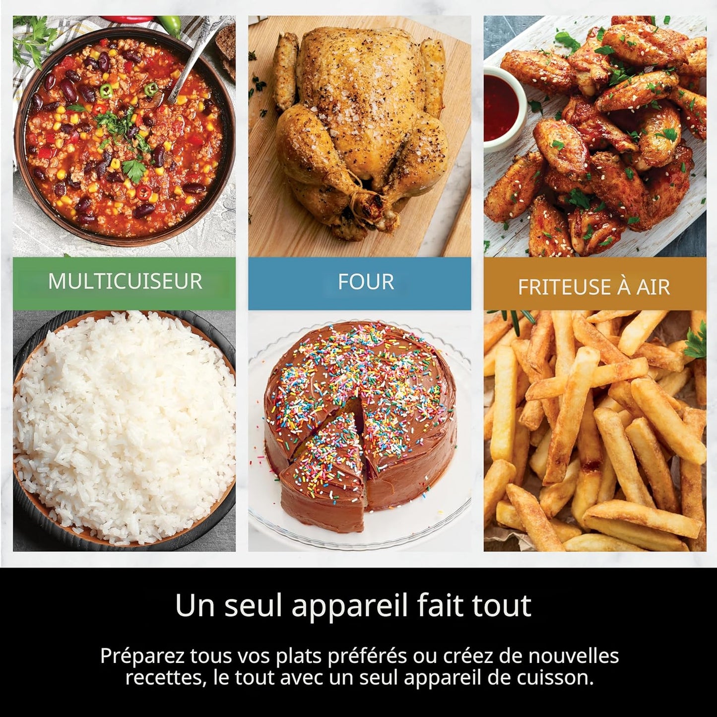 Ninja Combi Tout-en-un Multicuiseur, Four et Friteuse à air, 14 fonctions, Cuiseur combiné + Friture à l'air, Cuisson au four, Rôtissage, Cuisson lente et plus, 3 accessoires, Acier inoxydable
