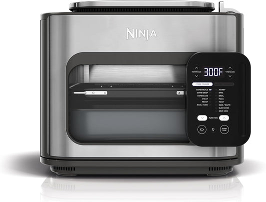 Ninja Combi Tout-en-un Multicuiseur, Four et Friteuse à air, 14 fonctions, Cuiseur combiné + Friture à l'air, Cuisson au four, Rôtissage, Cuisson lente et plus, 3 accessoires, Acier inoxydable