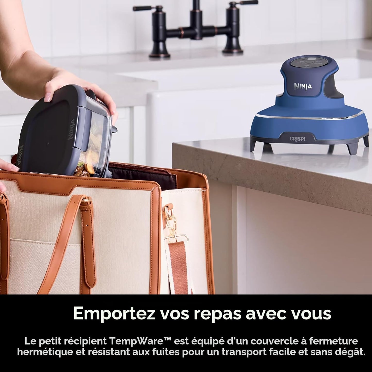 Ninja Crispi 5-en-1 Système de cuisson en verre portable avec friteuse à air, 3 contenants et couvercles