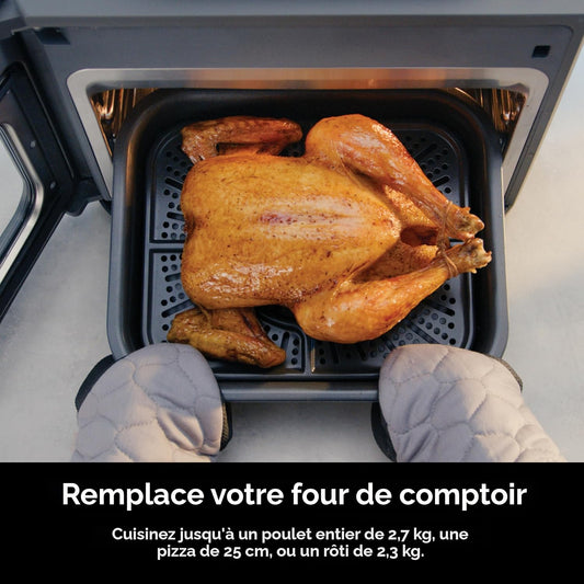 Ninja Combi Tout-en-un Multicuiseur, Four et Friteuse à air, 14 fonctions, Cuiseur combiné + Friture à l'air, Cuisson au four, Rôtissage, Cuisson lente et plus, 3 accessoires, Acier inoxydable
