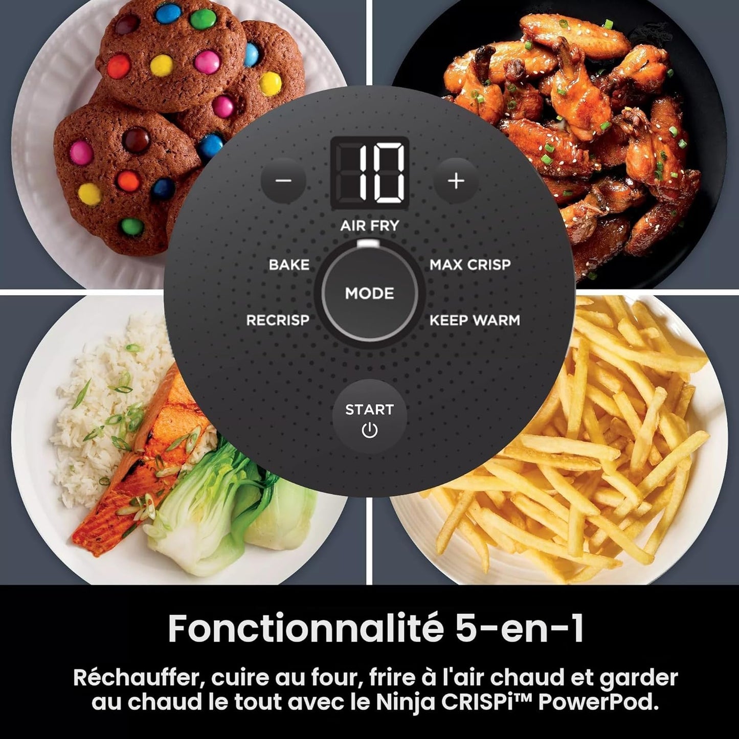Ninja Crispi 5-en-1 Système de cuisson en verre portable avec friteuse à air, 3 contenants et couvercles